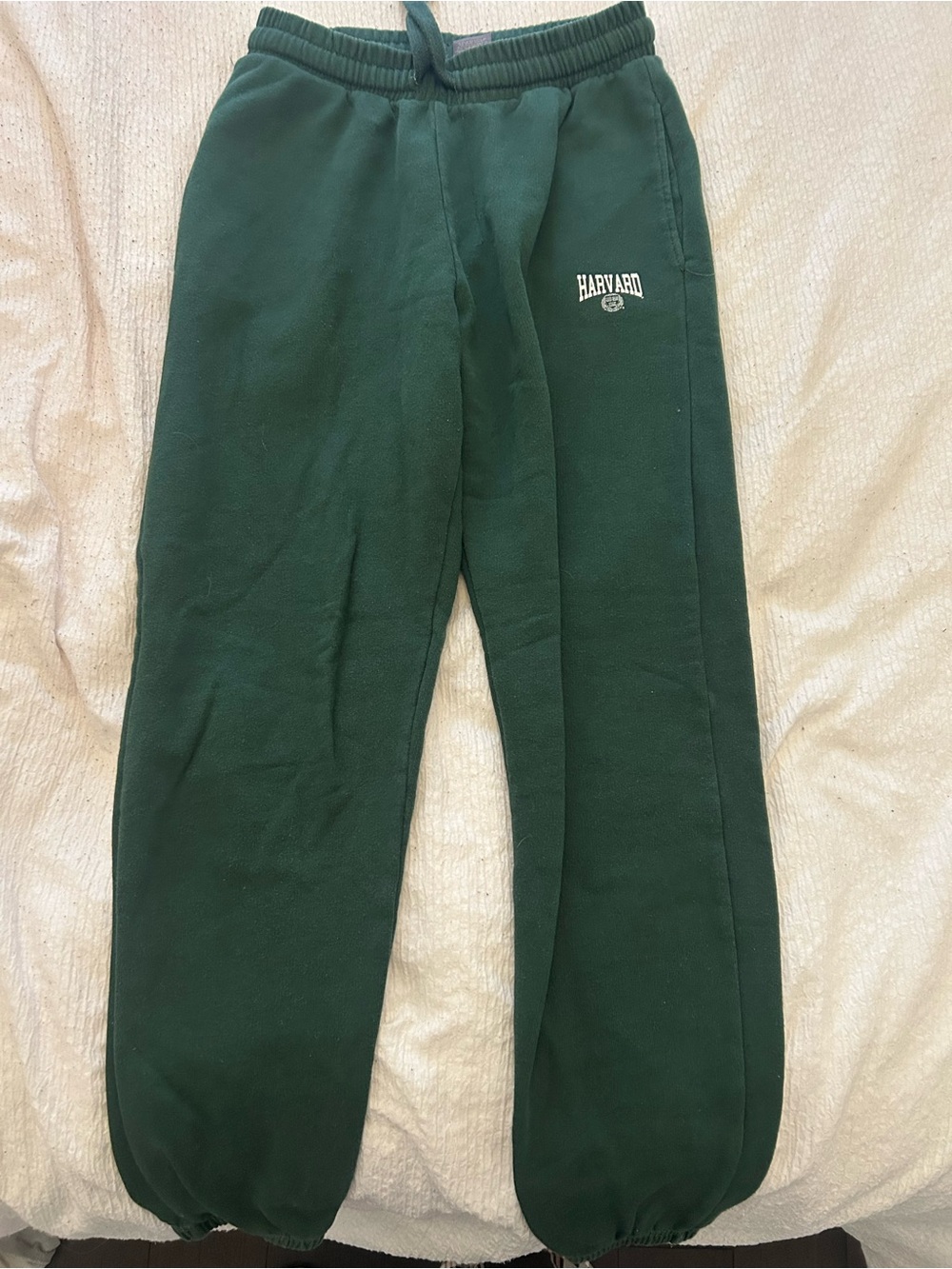 Zara Dark Green Fleece Joggers with Harvard Logo